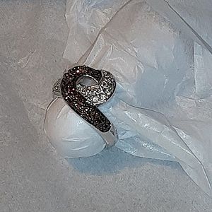 Beautiful silver/brown Statement Ring, cz,  size 8 ring
